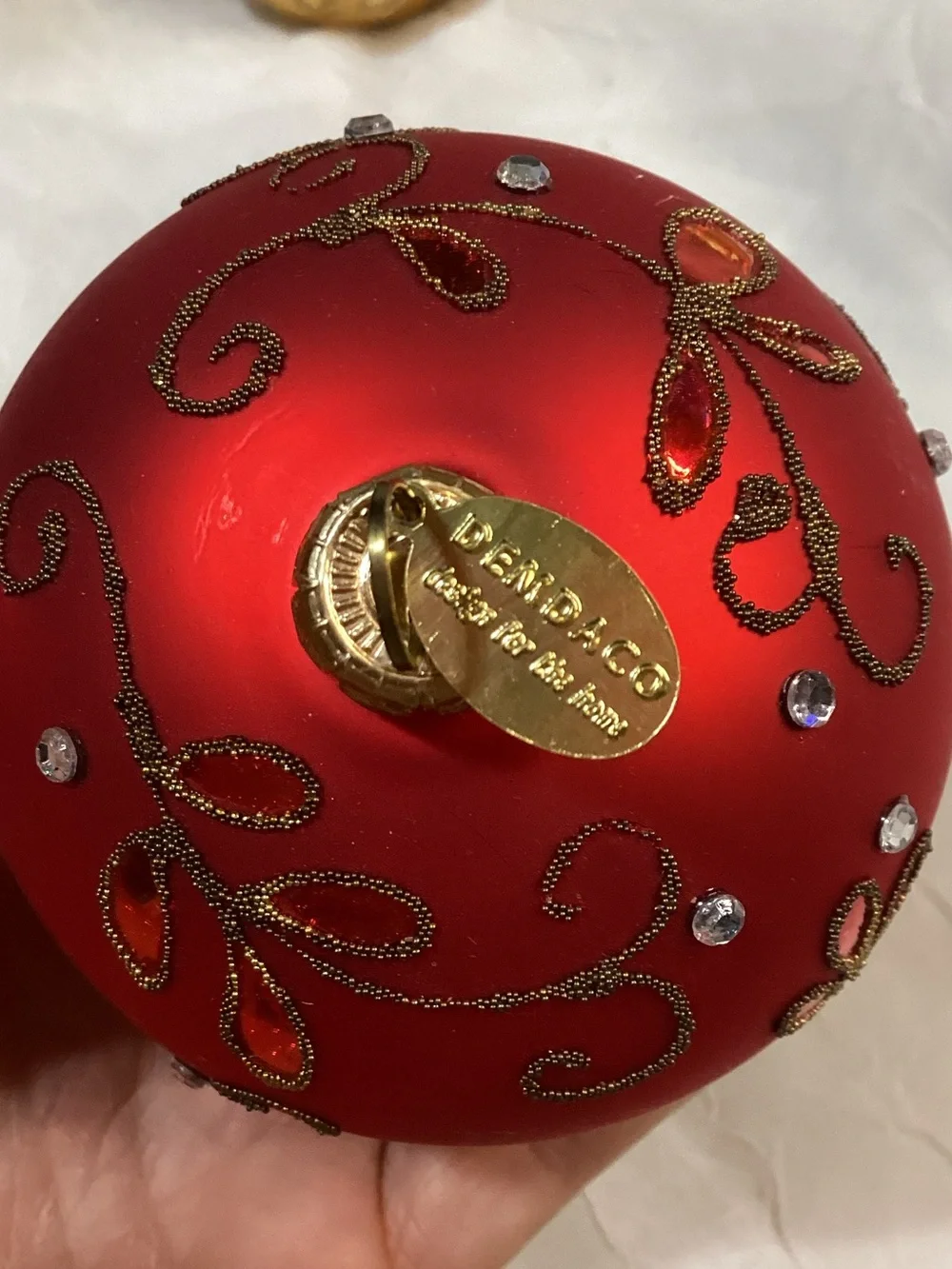 Demdaco Red & Gold Decorative Holiday Christmas Glass Ornament Set x3 Balls